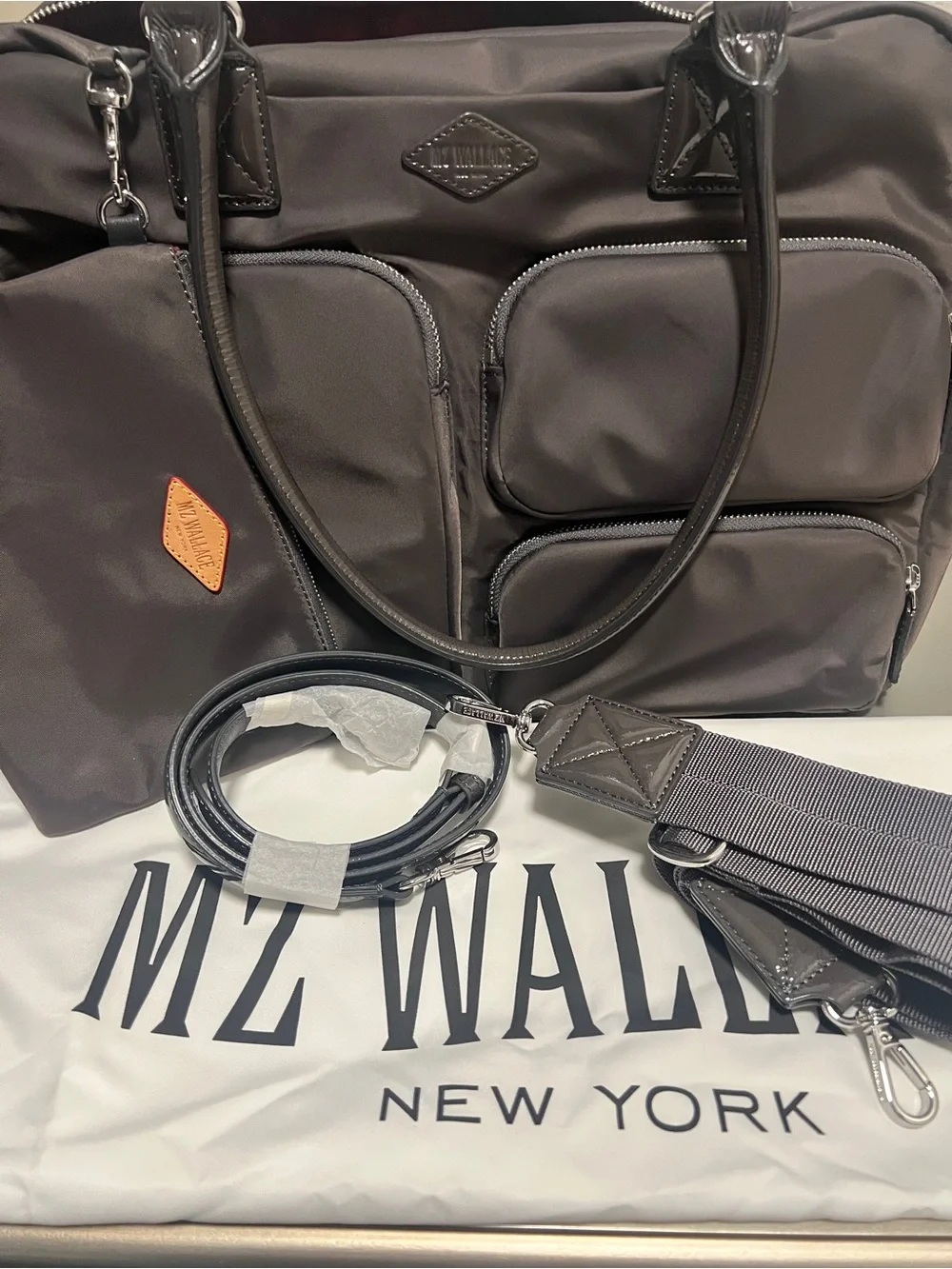 NWT MZ Wallace Large Gramercy Satchel in Magnet Air